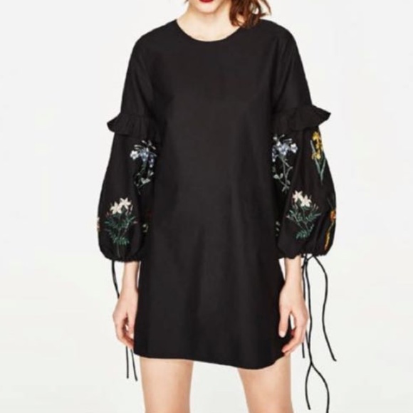 Zara Dresses & Skirts - Zara Embroidered Poplin Dress